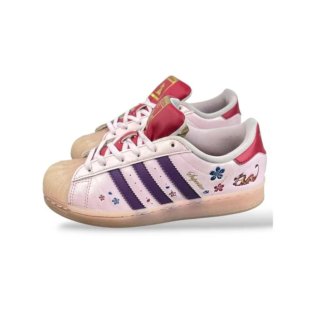 Adidas x Disney Mulan Superstar Pink Purple Mushu Girls Shoes IH5022 Size 2